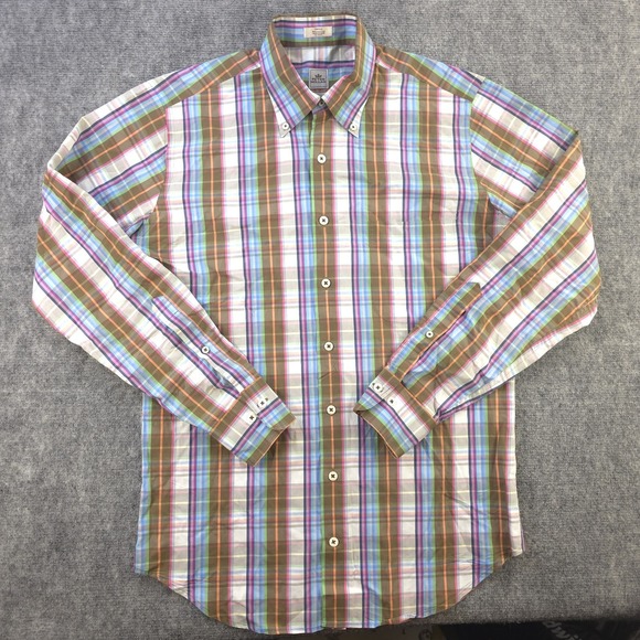 Peter Millar Weekender Wash Shirt Small Long Sleeve Multicolor Plaid Button Down - Picture 1 of 7